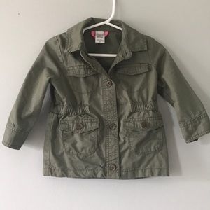 Olive green, lightweight toddler coat.